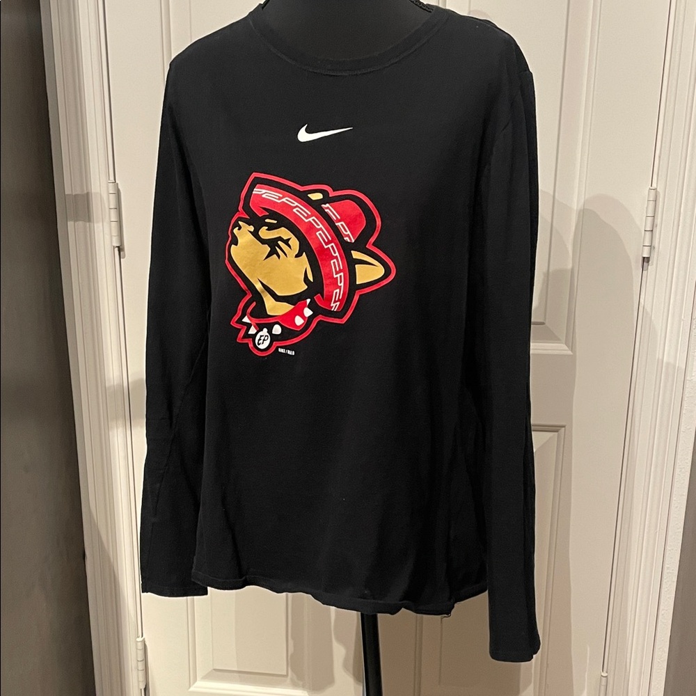 Nike Black Long Sleeve Tee with Red and Yellow Graphic